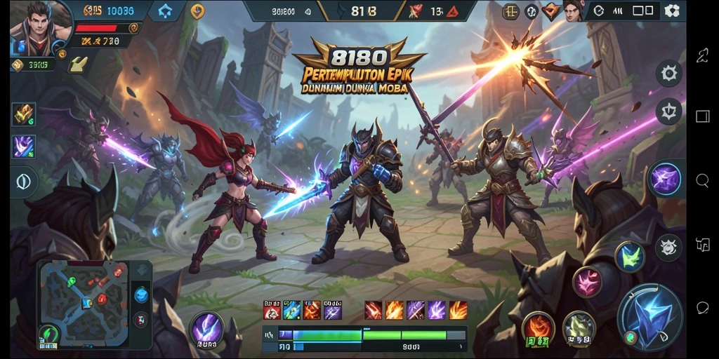 Screenshot gameplay 8180 menunjukkan pertempuran epik antar karakter.
