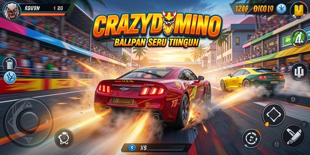 Tampilan gameplay balap yang seru dan mendebarkan dari CRAZYDOMINO.