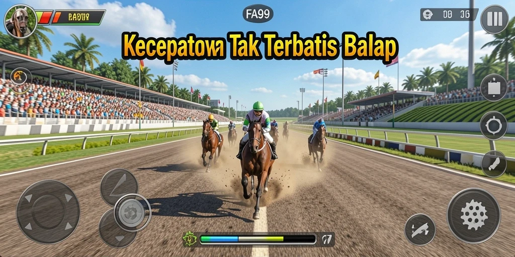 Tampilan gameplay FA99 yang penuh aksi balap mendebarkan.