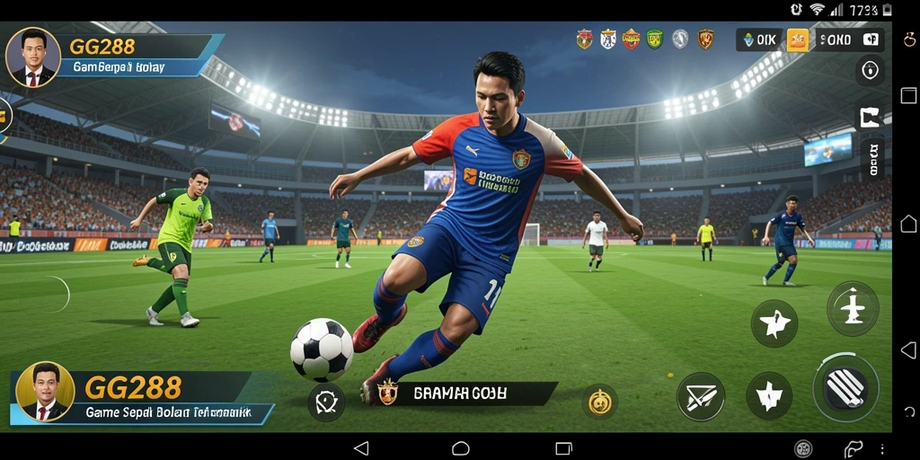 Tangkapan layar utama GG288 menampilkan aksi seru di lapangan sepak bola.