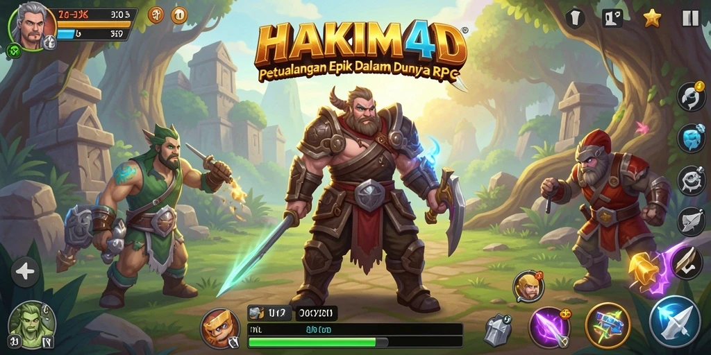 Tangkapan layar gameplay HAKIM4D yang menampilkan karakter dalam pertarungan epik.