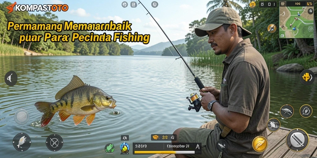 Tampilan gameplay menarik di KOMPASTOTO dengan berbagai jenis ikan.