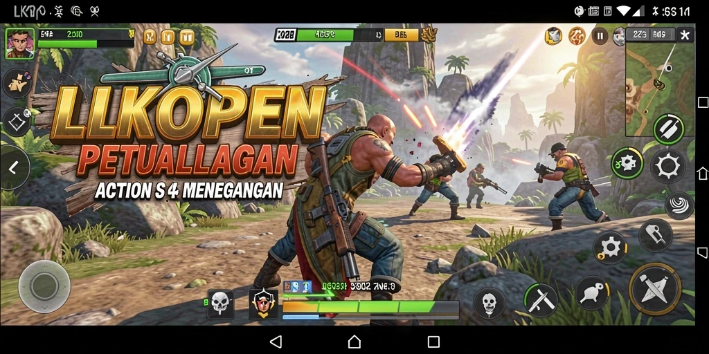 Tangkapan layar utama LKOPEN menampilkan aksi pertarungan yang mendebarkan.