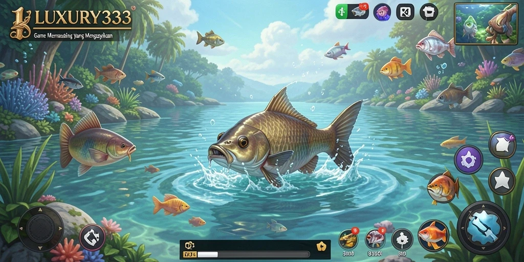 Screenshot utama LUXURY333 menampilkan aksi memancing yang mendebarkan.