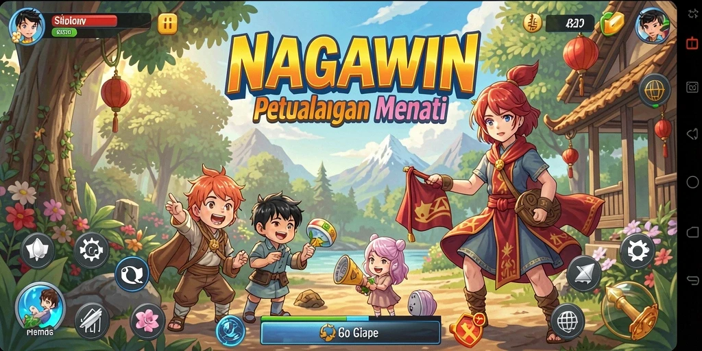 Screenshot gameplay menunjukkan pertarungan karakter anime yang seru.