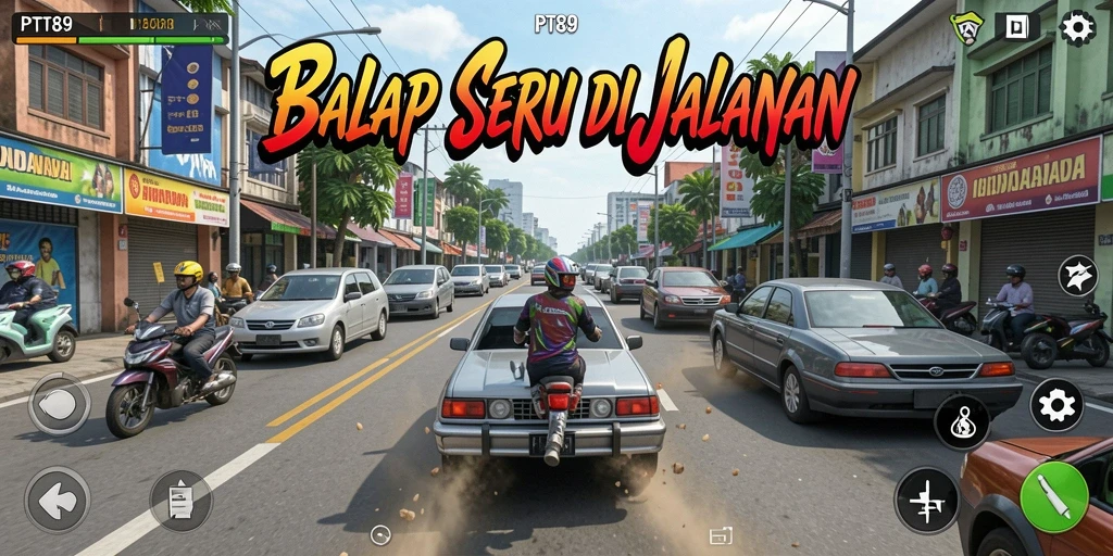 Tampilan menarik dari gameplay Racing PT89 yang mendebarkan.