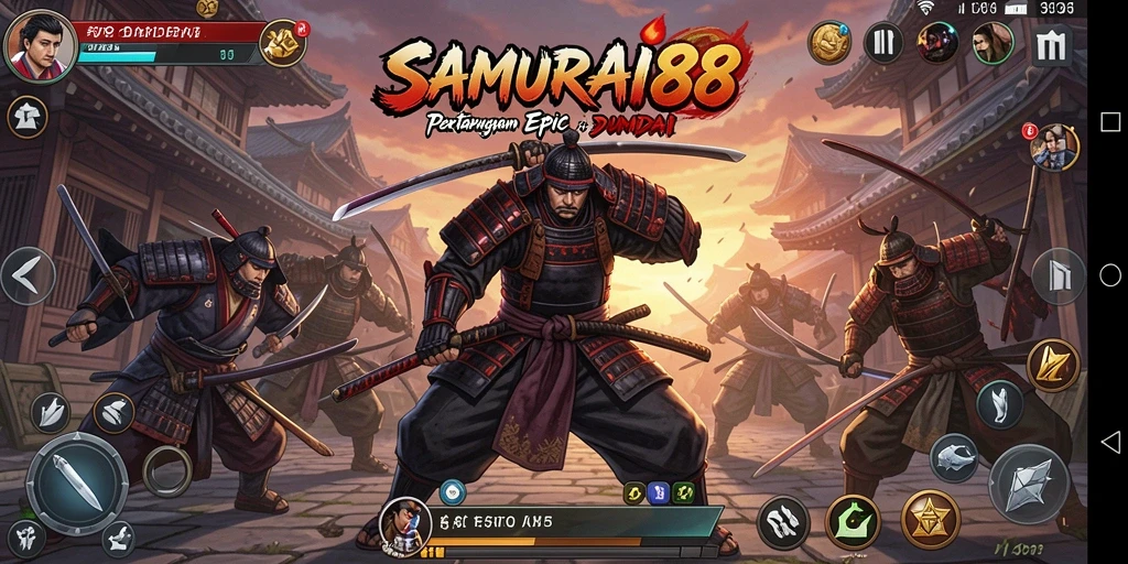 Tampilan gameplay seru di SAMURAI88 dengan pertarungan samurai.