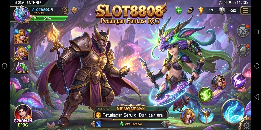 Tampilan menakjubkan dari karakter dan pertarungan RPG SLOT8808.