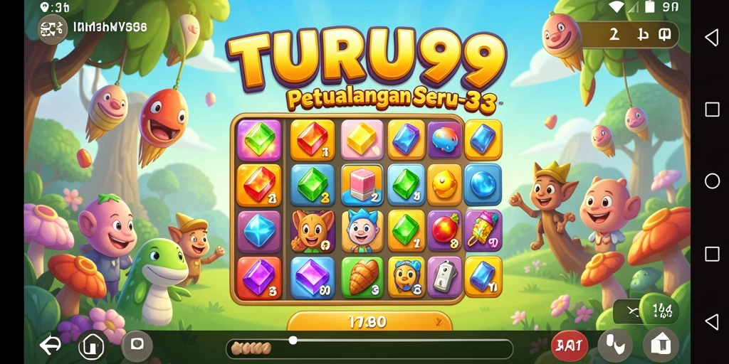 Tampilan gameplay seru TURU99 dalam menyelesaikan tantangan match-3.