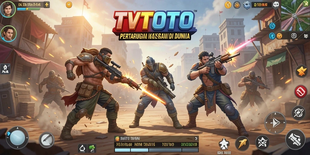 Tampilan gameplay epik dalam pertarungan Battle Royale TVTOTO.